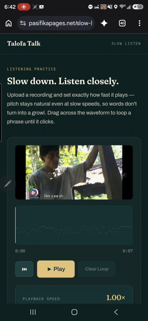 Talofa Talk App Speed Feature